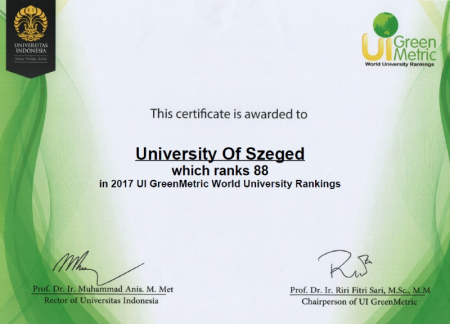 GreenMetric_SZTE_certificate